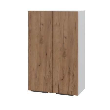 Шкаф верхний (премьер) ШВ 600Н Корпус: ЛДСП белый 16мм; фасад: фрезеровка Оливия, ЛДСП дуб крафт табачный 16 мм