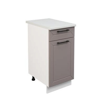 Шкаф нижний с ящиком ШН1Я 400 Корпус: ЛДСП белый 16мм; фасад: фрезеровка Кельн, МДФ софт тоффи 16мм