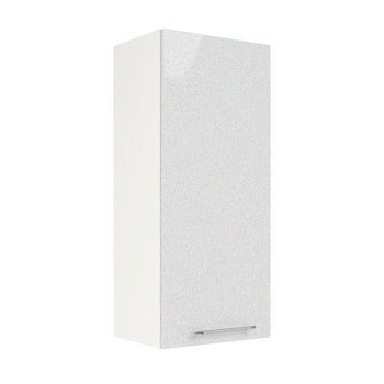 Шкаф верхний (премьер) ШВ 400Н Корпус: ЛДСП белый 16мм; фасад: фрезеровка Олива, МДФ металлик белый 16мм