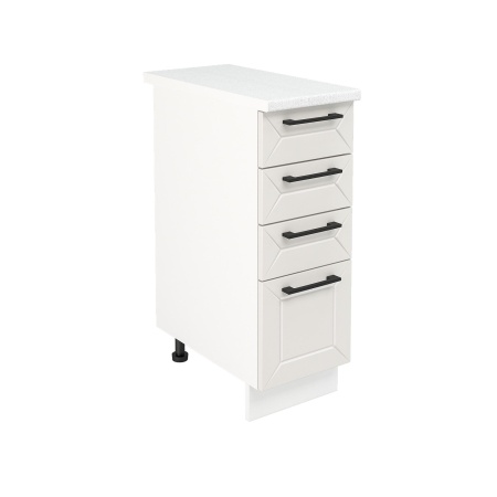 Шкаф нижний с ящиками ШНЯ 300 Корпус: ЛДСП белый 16мм; фасад: фрезеровка Кельн, МДФ софт айвори 16 мм Шкаф нижний с ящиками ШНЯ 300 Корпус: ЛДСП белый 16мм; фасад: фрезеровка Кельн, МДФ софт айвори 16 мм