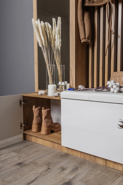 Модульная прихожая  Бостон Дуб Крафт золотой / Белый глянец (МДФ)