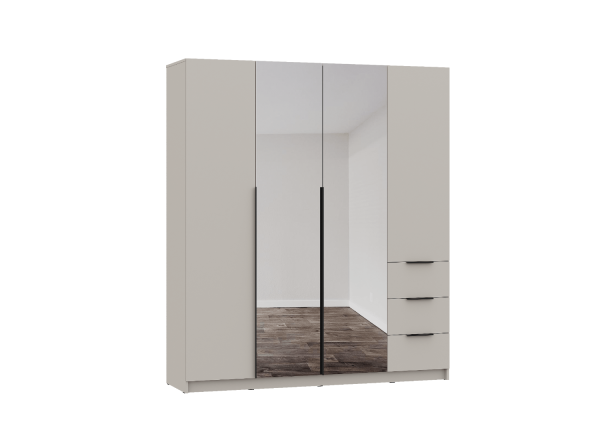 ВЕНТУРО Шкаф ШК-003 (4-ств, с ящиками, с зеркалом) Корпус - Кашемир 2,75