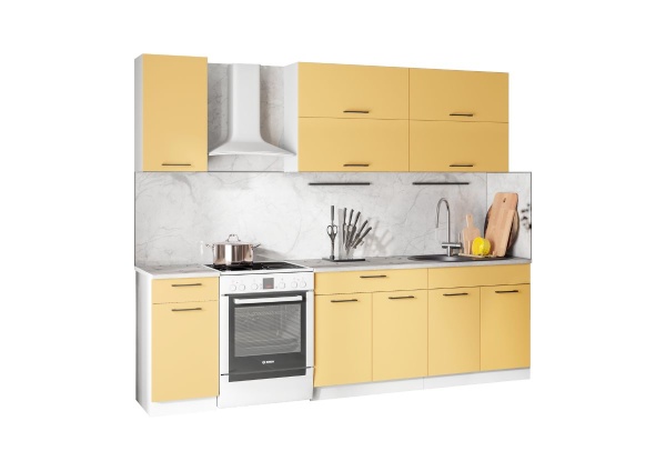 Кухня Ника-1 СНЯТО С ПРОИЗОВДСТВА Белый / Софт шафран