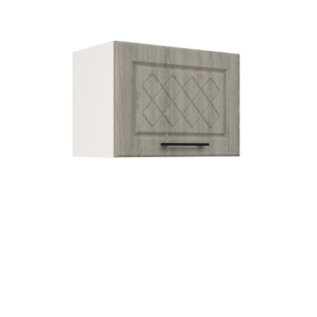 Шкаф верхний горизонтальный ШВГ 500 Корпус: ЛДСП белый 16мм; фасад: фрезеровка Барселона, МДФ седой клен 16мм
