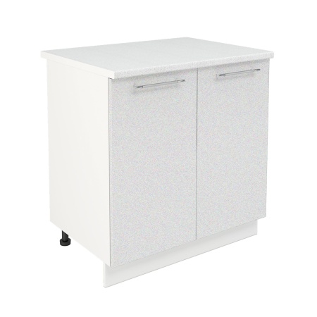 Шкаф нижний ШН 800 Корпус: ЛДСП белый 16мм; фасад: фрезеровка Олива, МДФ металлик белый 16мм