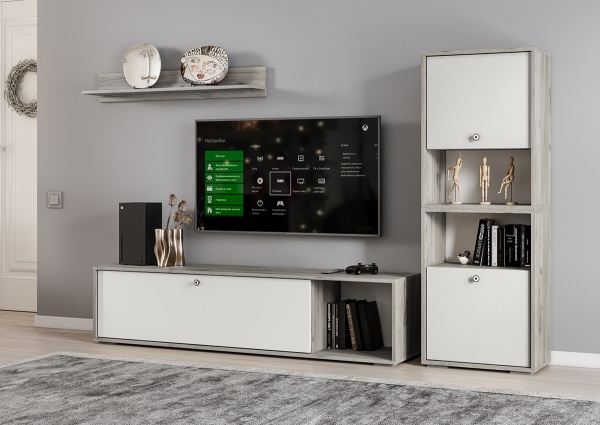 мс для гостиной Нанси ТБ-500 дуб крафт серый/софт айвори