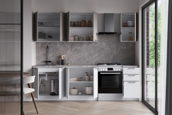 Кухня Амелия Грей Софт / Вайт Софт 2,0 м