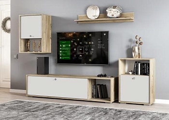 Модульная гостиная Нанси Дуб крафт серый / Софт айвори