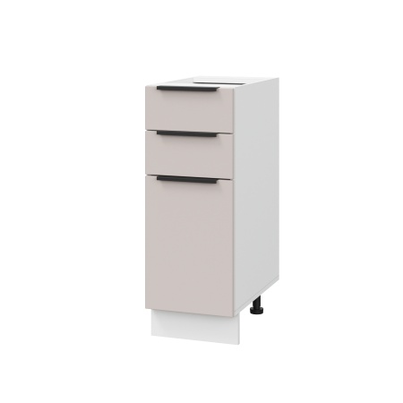 Шкаф нижний с ящиками ШН3Я 300 Корпус: ЛДСП белый 16мм; фасад: фрезеровка Оливия, МДФ сиена тауп 16 мм