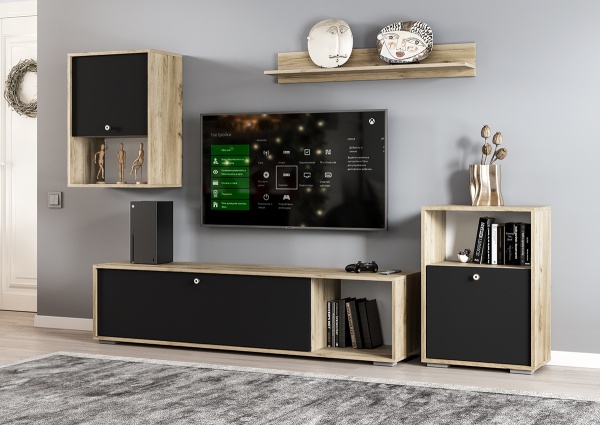 Модульная гостиная Нанси Дуб крафт серый / Софт черный