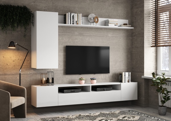 СОЛО-16 НМ Стенка МДФ ( Комплект ) Белый / Белый