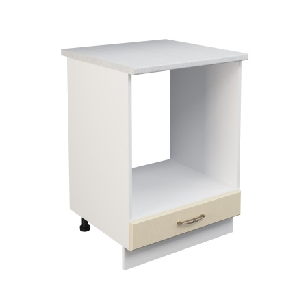 Шкаф нижний духовой ШНД 600 Корпус: ЛДСП белый 16мм; фасад: фрезеровка Лондон, МДФ дуб крем 16мм