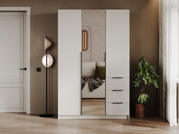 ВЕНТУРО Шкаф ШК-002 (3-ств, с ящиками, с зеркалом) Корпус - Кашемир 2,75