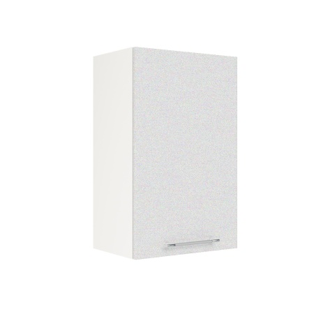 Шкаф верхний ШВ 450 Корпус: ЛДСП белый 16мм; фасад: фрезеровка Олива, МДФ металлик белый 16мм