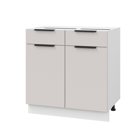 Шкаф нижний с ящиками ШН2Я 800 Корпус: ЛДСП белый 16мм; фасад: фрезеровка Оливия, МДФ моно керамика 16 мм