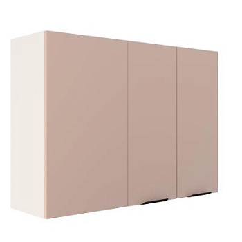 Шкаф верхний угловой ШВУП 1000 Корпус: ЛДСП белый 16мм; фасад: фрезеровка Норд, МДФ софт какао 16 мм