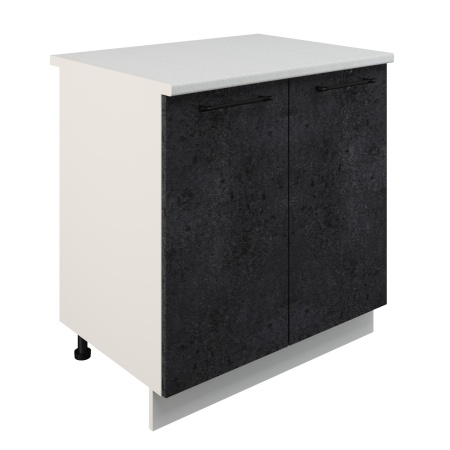 Шкаф нижний ШН 800 Корпус: ЛДСП белый 16мм; фасад: фрезеровка Нувель, МДФ бетон черный 16мм