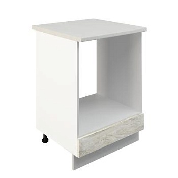 Шкаф нижний духовой ШНД 600 Корпус: ЛДСП белый 16мм; фасад: фрезеровка Бруклин, МДФ клен скандинавский 16 мм