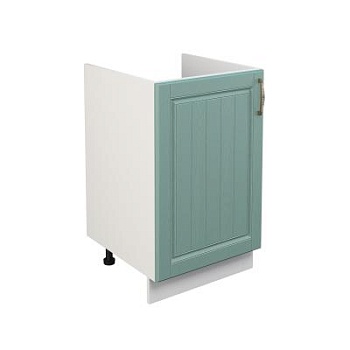 Шкаф нижний под мойку ШНМ 500 Корпус: ЛДСП белый 16мм; фасад: фрезеровка Лондон, МДФ дуб изумруд 16мм