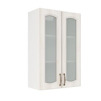 Шкаф верхний со стеклом (премьер) ШВС 600Н Корпус: ЛДСП белый 16мм; фасад: фрезеровка Гренада, МДФ сандал 16мм Шкаф верхний со стеклом (премьер) ШВС 600Н Корпус: ЛДСП белый 16мм; фасад: фрезеровка Гренада, МДФ сандал 16мм