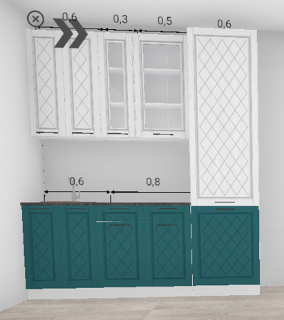 Кухня Премьер Барселона Белое дерево / Морское дерево 2,0 м с пеналом 600 (4861)