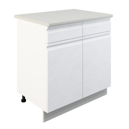 Шкаф нижний с ящиками ШН2Я 800 Корпус: ЛДСП белый 16мм; фасад: фрезеровка Бруклин, МДФ бетон белый 16мм