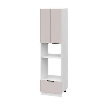 Пенал ПДМ600-21Я Корпус: ЛДСП белый 16мм; фасад: фрезеровка Оливия, МДФ сиена тауп 16 мм