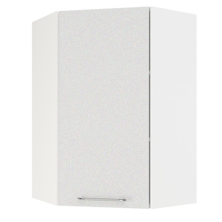 Шкаф верхний угловой (премьер)  ШВУ 600Н Корпус: ЛДСП белый 16мм; фасад: фрезеровка Олива, МДФ металлик белый 16мм Шкаф верхний угловой (премьер)  ШВУ 600Н Корпус: ЛДСП белый 16мм; фасад: фрезеровка Олива, МДФ металлик белый 16мм