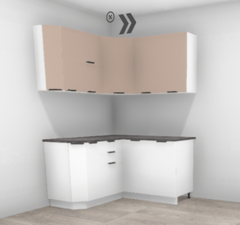 Кухня угловая Норд Софт какао / Line софт пломбир 1,4*1,46 м (10099)