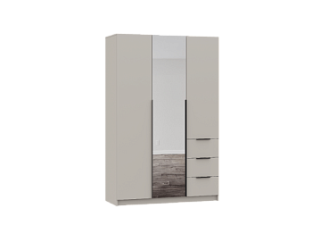 ВЕНТУРО Шкаф ШК-002 (3-ств, с ящиками, с зеркалом) Корпус - Кашемир 2,75