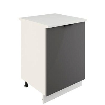 Шкаф нижний ШН 600-1 Корпус: ЛДСП белый 16мм; фасад: фрезеровка Норд, МДФ софт смок 16 мм