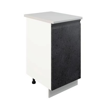 Шкаф нижний ШН 450 Корпус: ЛДСП белый 16мм; фасад: фрезеровка Бруклин, МДФ бетон черный 16мм