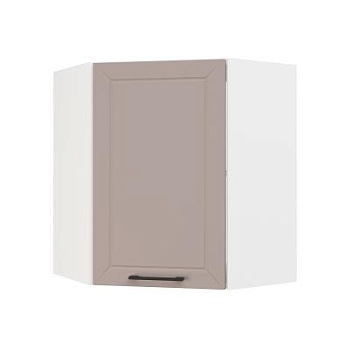 Шкаф верхний угловой ШВУ 600 Корпус: ЛДСП белый 16мм; фасад: фрезеровка Кельн, МДФ софт тоффи 16мм