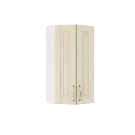 Шкаф верхний торцевой ШВТ 360 Корпус: ЛДСП белый 16мм; фасад: фрезеровка Лондон, МДФ дуб крем 16мм