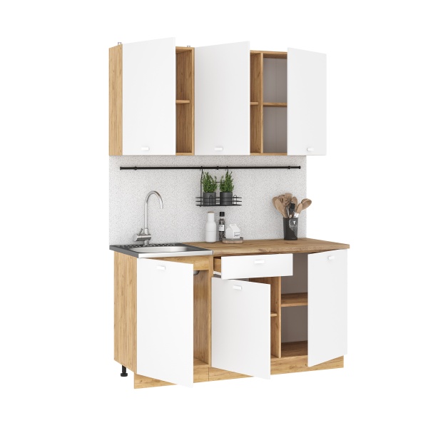 Кухня Дана 1,5 дуб крафт золотой/белый Кухня Дана 1,5 дуб крафт золотой/белый