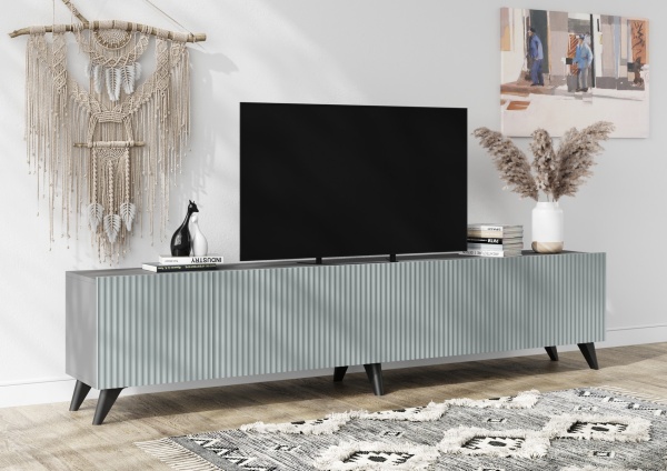 СКАНДИ Тумба под ТВ (МДФ) Серый шифер / Грин Грей Софт с опорами