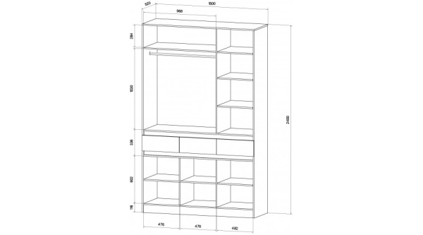 Ленора Шкаф 3х ств Дуб вотан / Графит