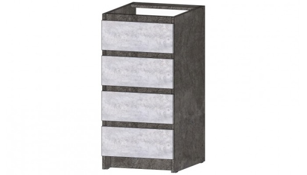 Кухня Бостон Стол 4 ящика 400 Цемент темный / Цемент светлый