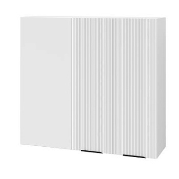 Шкаф верхний (премьер) ШВУП 1000Н Корпус: ЛДСП белый 16мм; фасад: фрезеровка Норд Line, МДФ софт пломбир 16 мм