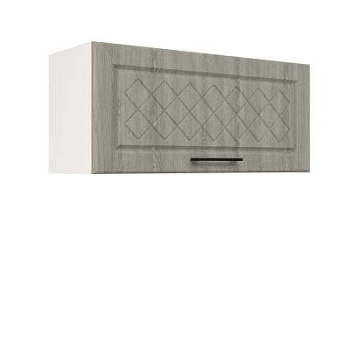 Шкаф верхний горизонтальный ШВГ 800 Корпус: ЛДСП белый 16мм; фасад: фрезеровка Барселона, МДФ седой клен 16мм