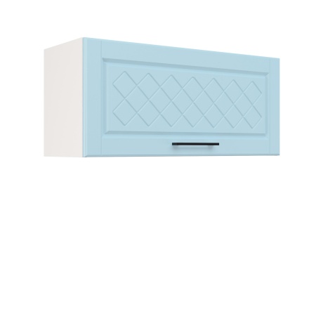 Шкаф верхний горизонтальный ШВГ 800 Корпус: ЛДСП белый 16мм; фасад: фрезеровка Барселона, МДФ голубой тик 16мм