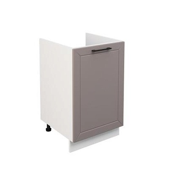 Шкаф нижний под мойку ШНМ 500 Корпус: ЛДСП белый 16мм; фасад: фрезеровка Кельн, МДФ софт карамель 16 мм