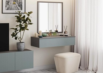 СКАНДИ Тумба консольная ТМ-001 (МДФ) Корпус - Серый Шифер  Фасад МДФ - матовая Грин Грей Софт