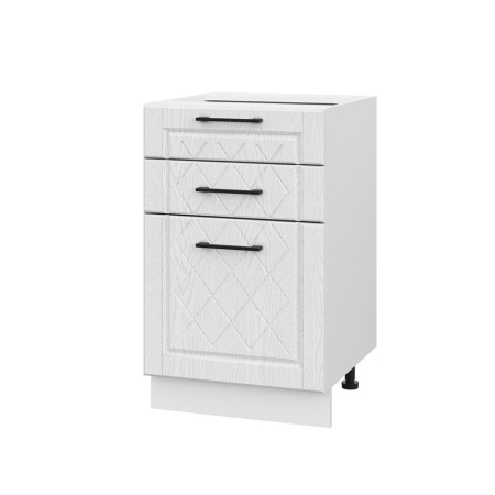 Шкаф нижний с ящиками ШН3Я 500 Барселона белый массив (МДФ 16мм МС София)