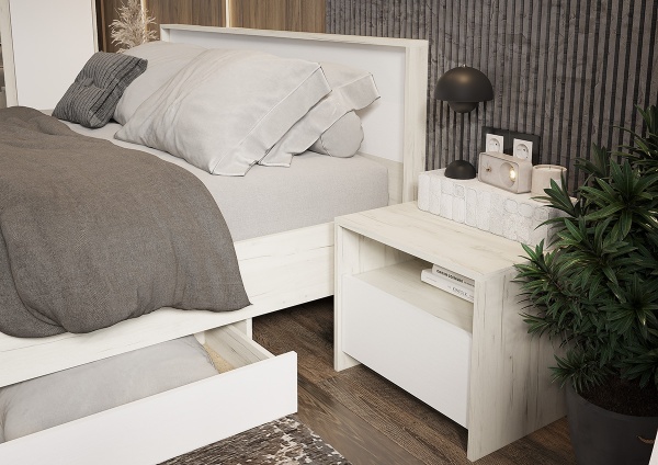 Модульная спальня Дублин Дуб Крафт белый / Белый + Дуб Крафт белый