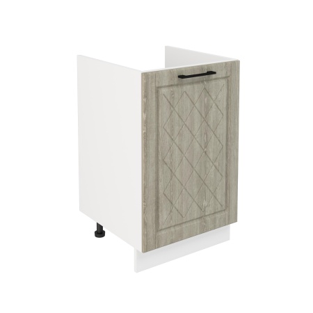 Шкаф нижний под мойку ШНМ 500 Корпус: ЛДСП белый 16мм; фасад: фрезеровка Барселона, МДФ седой клен 16мм