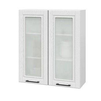 Шкаф верхний со стеклом (премьер) ШВС 800Н Барселона белый массив (МДФ 16мм МС София)