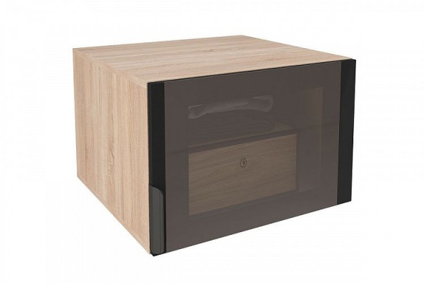 мс Норд Т02-600 Дуб Сонома / СТЕКЛО Софт черный