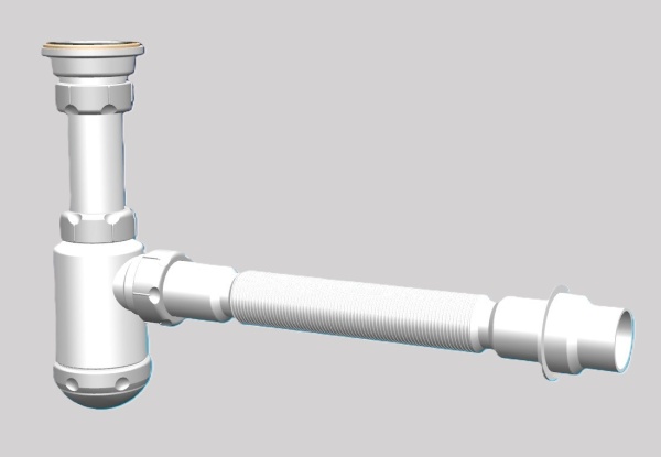 Сифон GRAND 1 1/2х40 с нержавеющим выпуском и гибкой трубой