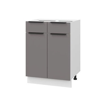 Шкаф нижний с ящиками ШН2Я 600 Корпус: ЛДСП белый 16мм; фасад: фрезеровка Оливия, МДФ моно брауни 16 мм